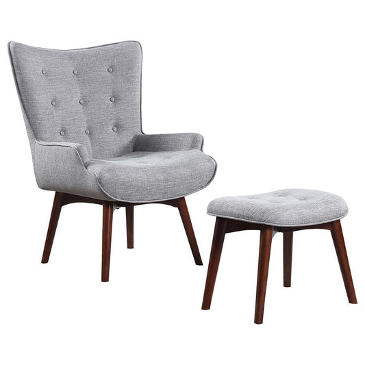 Willow - Upholstered Accent Chair With Ottoman - Grey and Brown