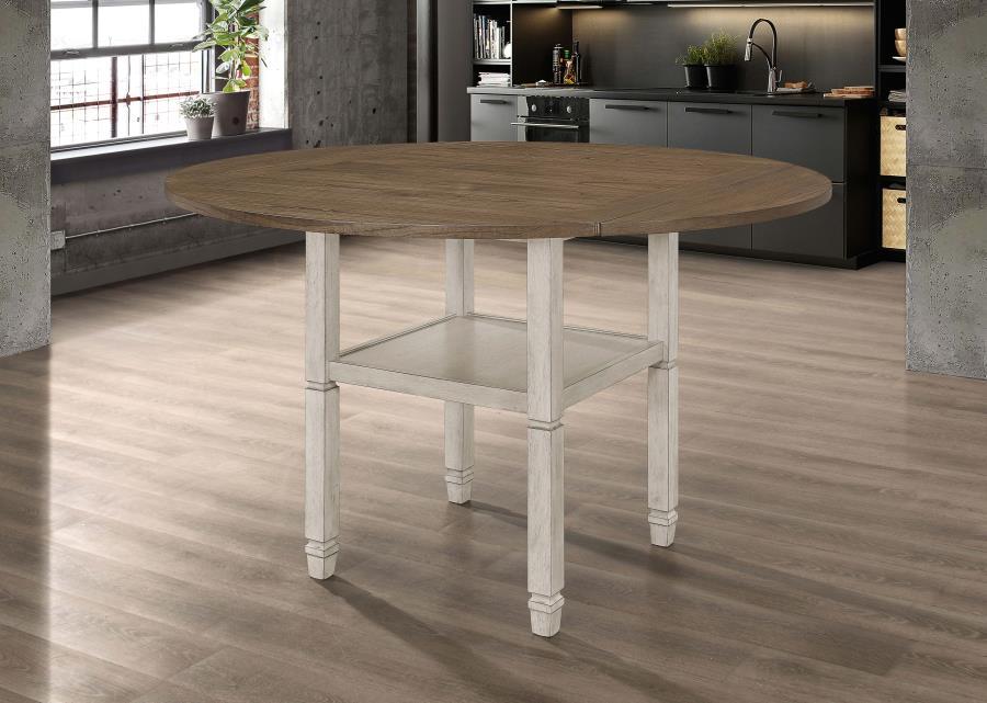 Sarasota - Counter Height Table With Shelf Storage - Nutmeg and Rustic Cream