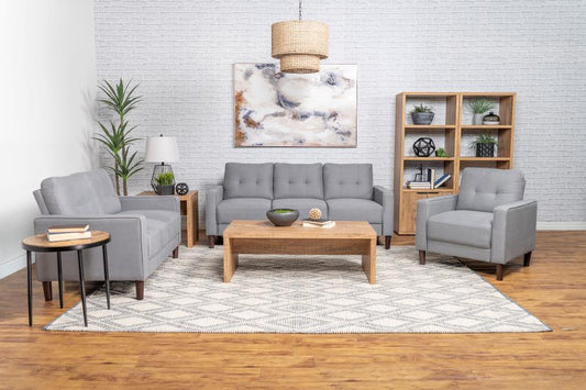 Bowen - 3-Piece Upholstered Track Arms Tufted Sofa Set - Grey