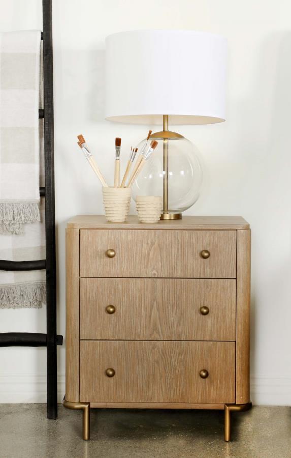 Arini - 3-Drawer Nightstand With Dual USB Ports - Sand Wash