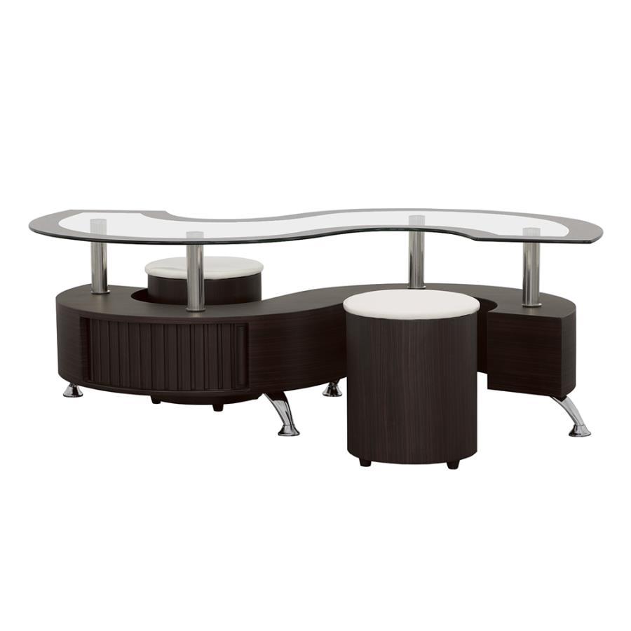 Buckley - 3-Piece Coffee Table and Stools Set - Cappuccino