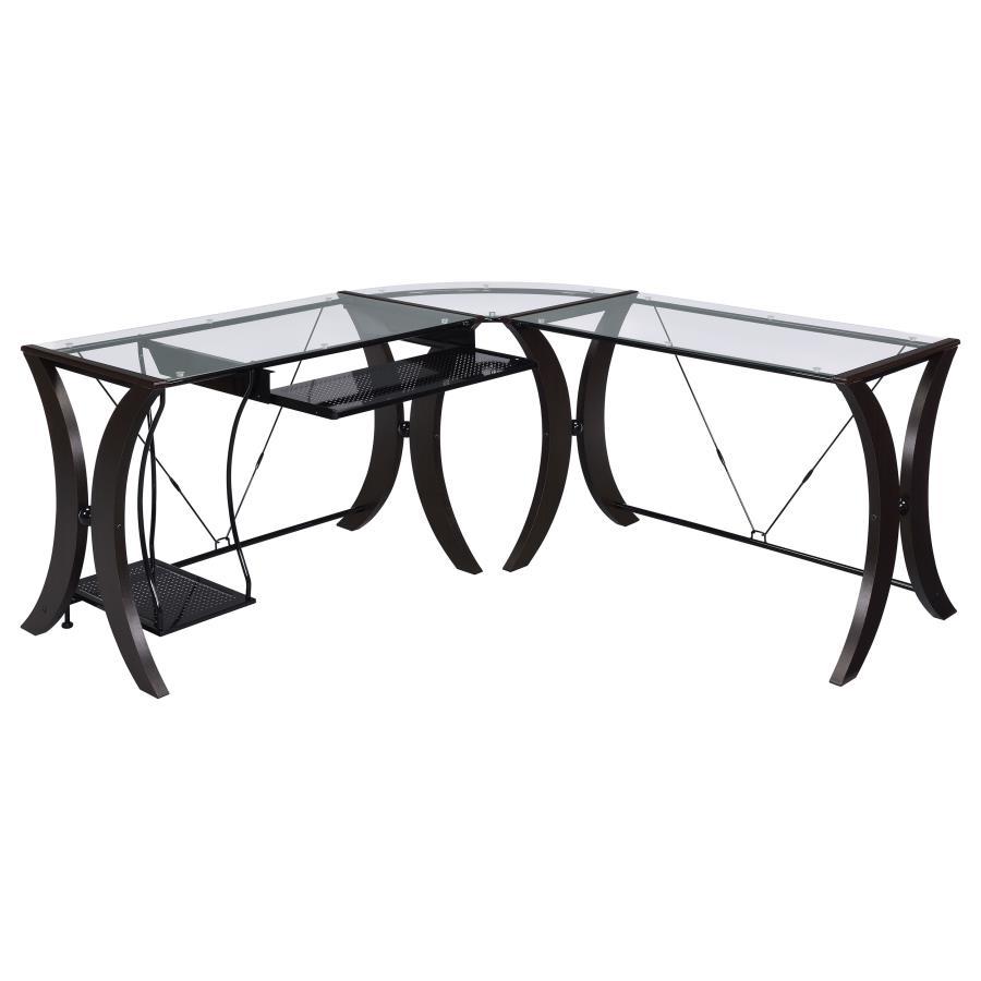 Monterey - 3-Piece L-Shaped Computer Desk Set - Cappuccino