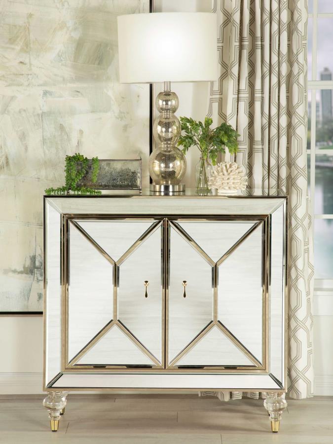 Lupin - 2-Door Accent Cabinet - Mirror and Champagne