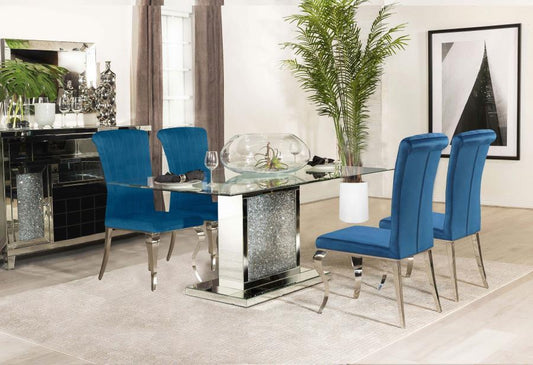 Marilyn - 5-Piece Rectangular Dining Set - Mirror And Teal
