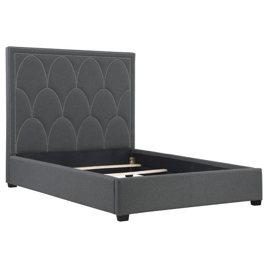 Bowfield - King Upholstered Bed With Nailhead Trim - Charcoal