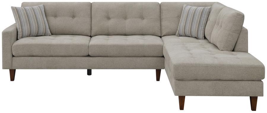 Barton - Upholstered Tufted Sectional - Toast and Brown