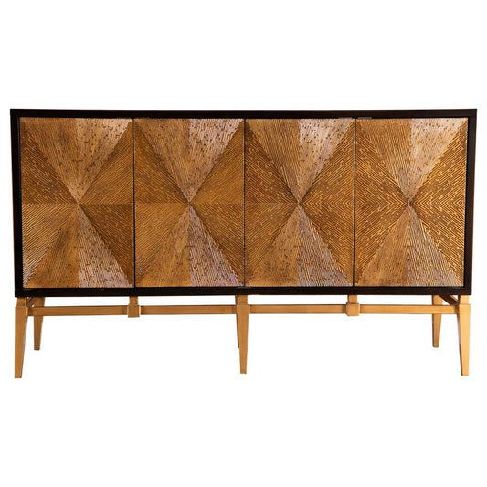Zira - Sunburst 4-Door Accent Cabinet - Brown and Antique Gold