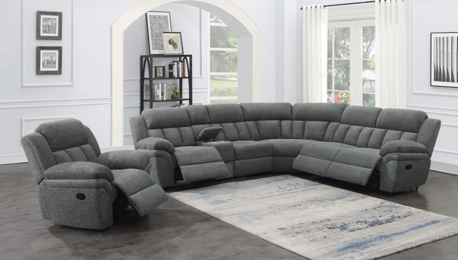 Bahrain - 6-Piece Upholstered Motion Sectional - Charcoal