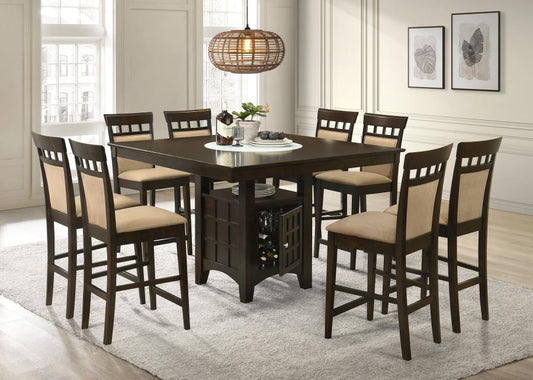 Gabriel - 9-Piece Square Counter Height Dining Set - Cappuccino - Wood