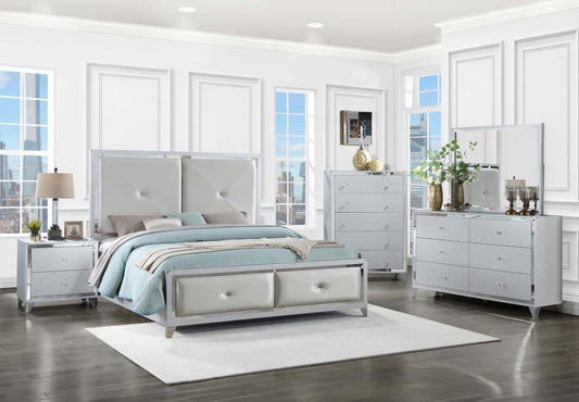 Larue - 5-Piece Tufted Queen Bedroom Set - Silver