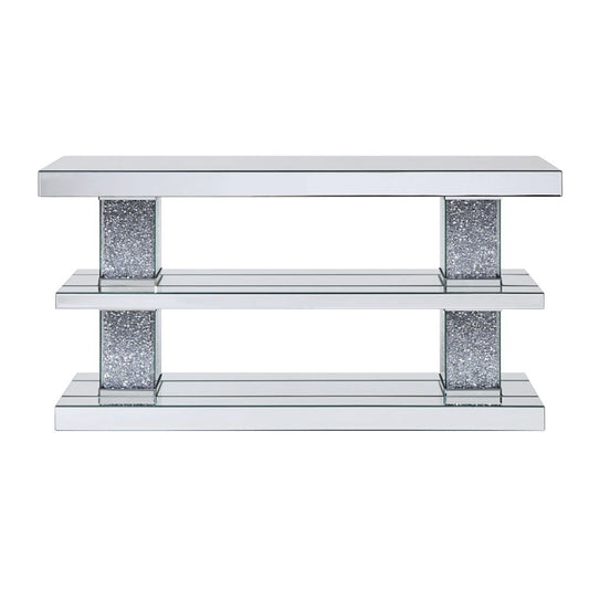 Noralie - Accent Table - Mirrored & Faux Diamonds - 34"