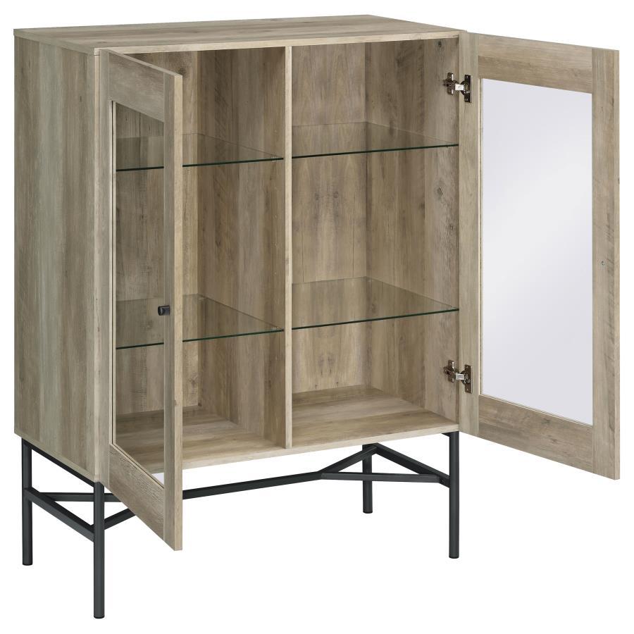 Bonilla - 2-Door Accent Cabinet With Glass Shelves - Antique Pine