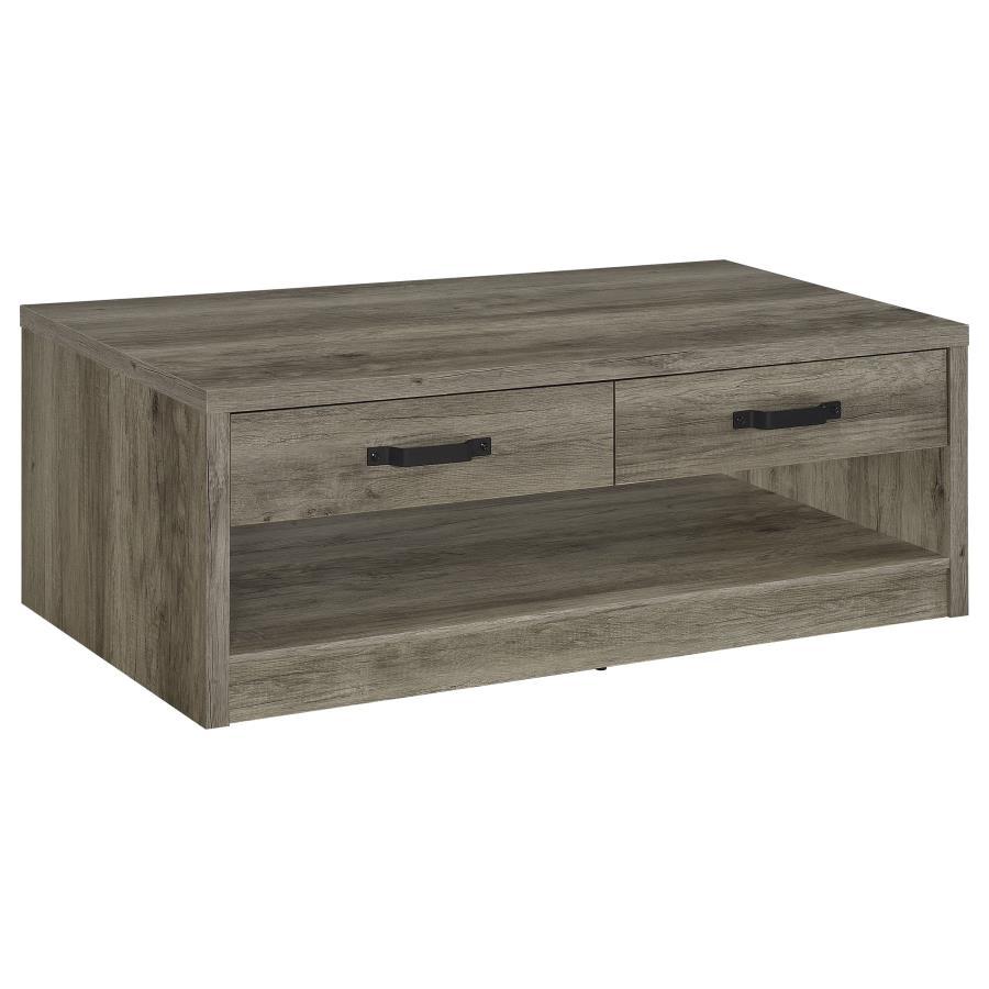 Felix - 2-Drawer Rectangular Engineered Wood Coffee Table - Grey Driftwood
