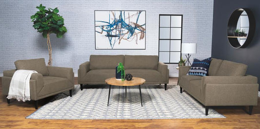 Rilynn - 3-Piece Upholstered Track Arms Sofa Set - Brown
