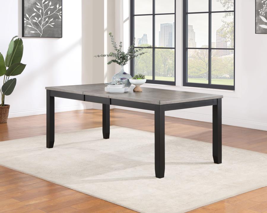 Elodie - Rectangular Dining Table With Extension Leaf - Grey and Black