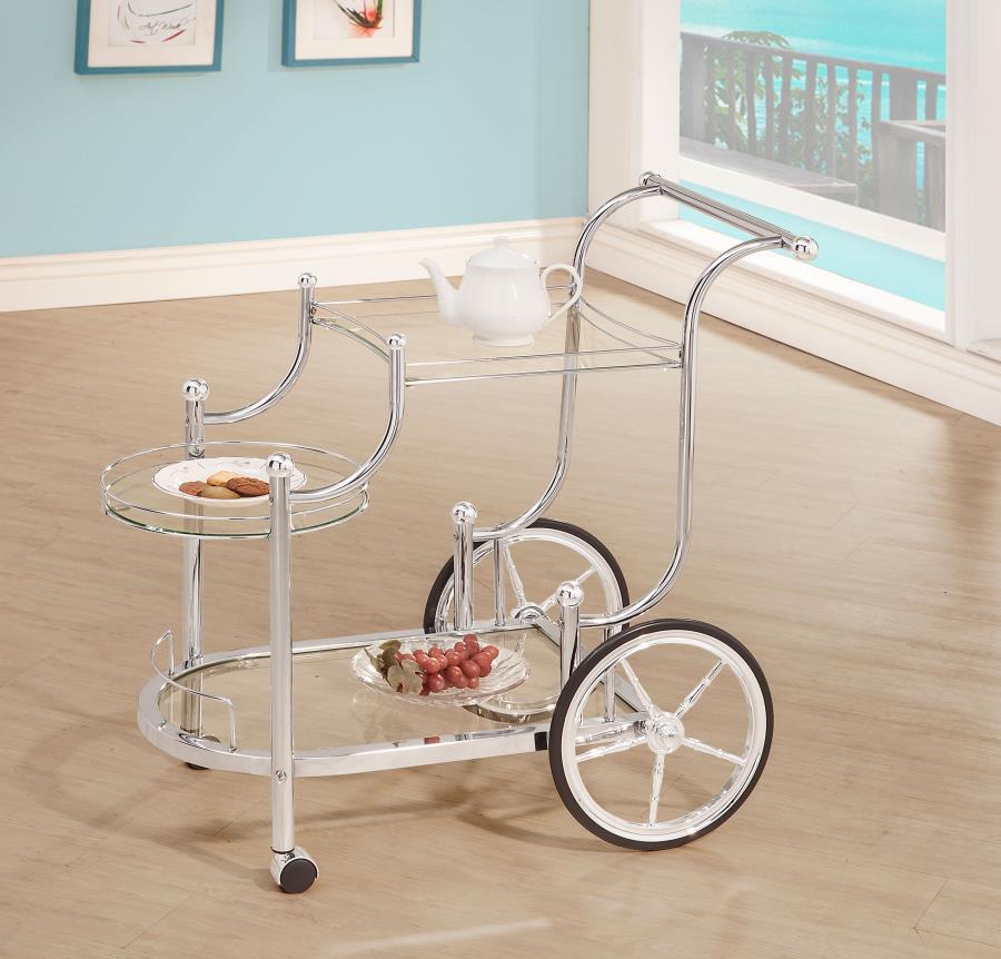 Sarandon - 3-Tier Serving Cart - Chrome and Clear