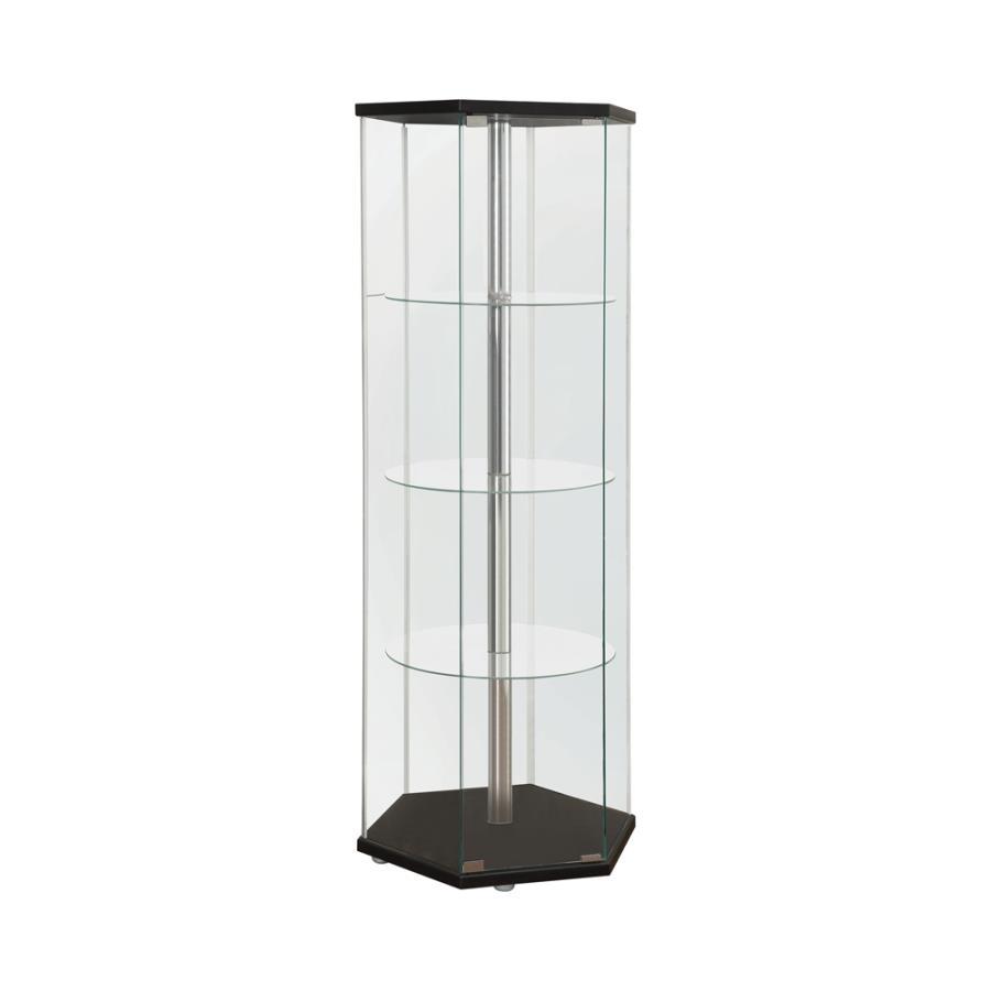 Zahavah - 4-shelf Hexagon Shaped Curio Cabinet