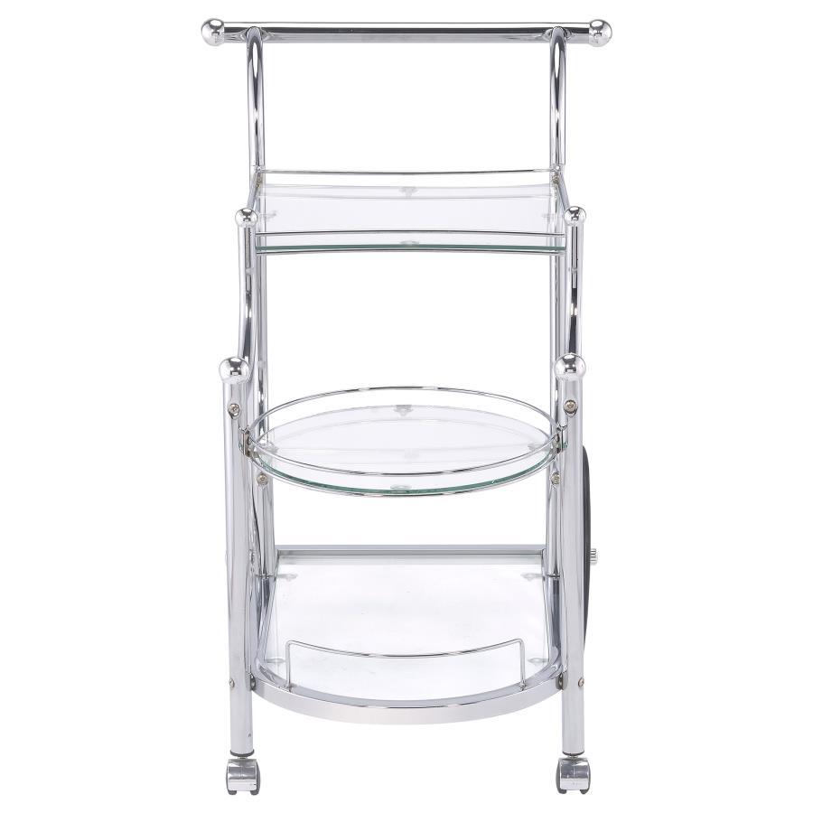 Sarandon - 3-Tier Serving Cart - Chrome and Clear