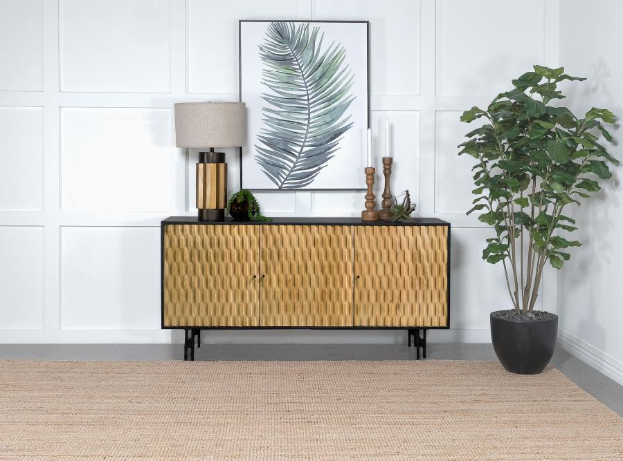 Aminah - 3-Door Wooden Accent Cabinet - Natural and Black