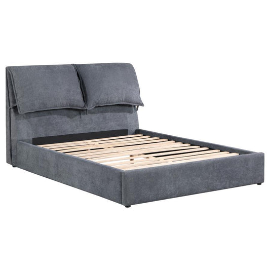 Laurel - Upholstered Eastern King Platform Bed With Pillow Headboard - Charcoal Grey