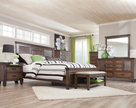 Franco - 5-Piece Queen Storage Bedroom Set - Burnished Oak