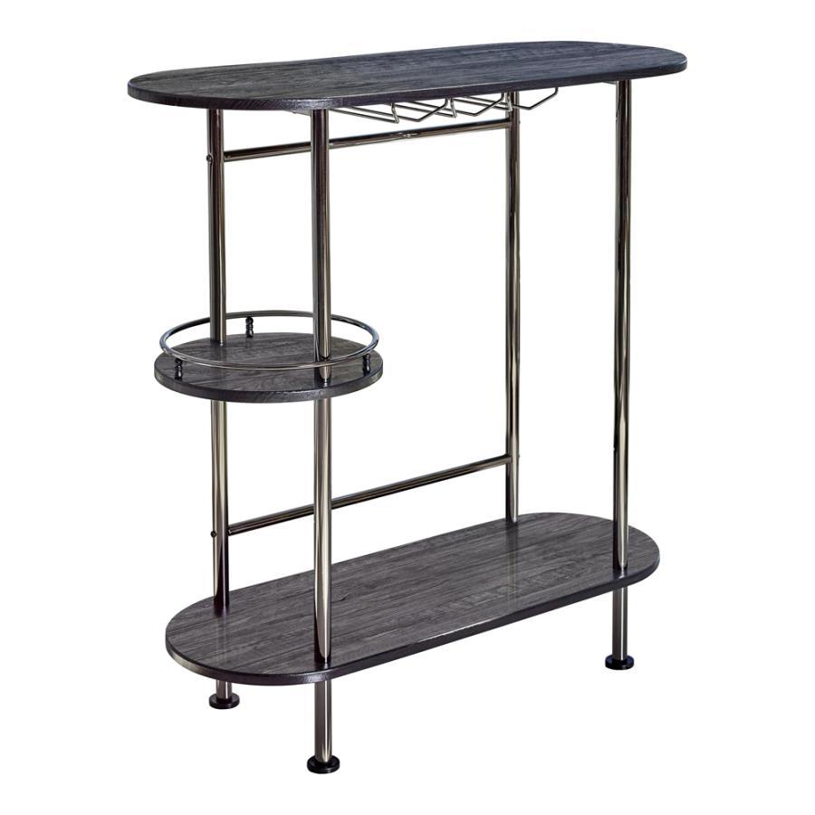 Ferguson - 3-Tier Bar Unit - Black Nickel and Black Oak