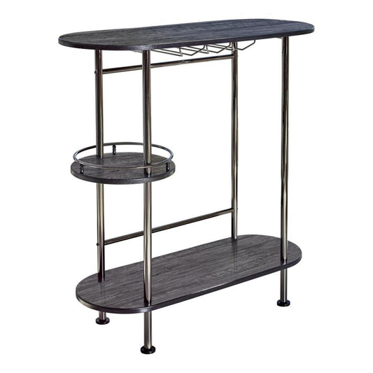 Ferguson - 3-Tier Bar Unit - Black Nickel and Black Oak