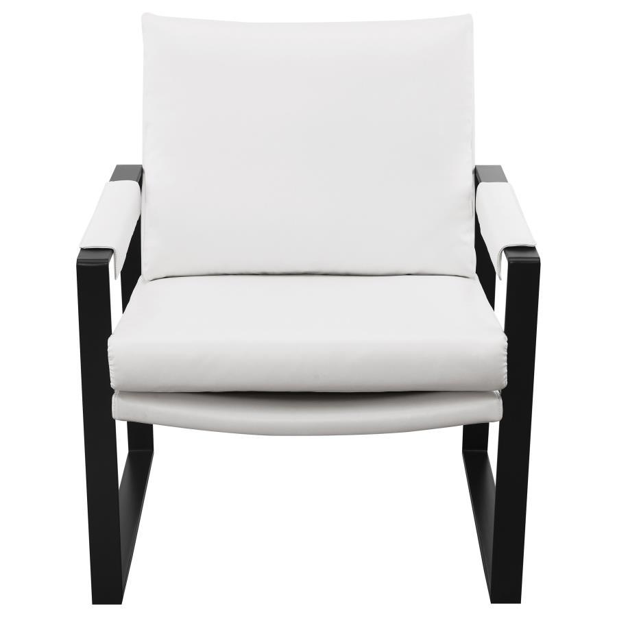 Rosalind - Upholstered Track Arms Accent Chair - White and Gummetal