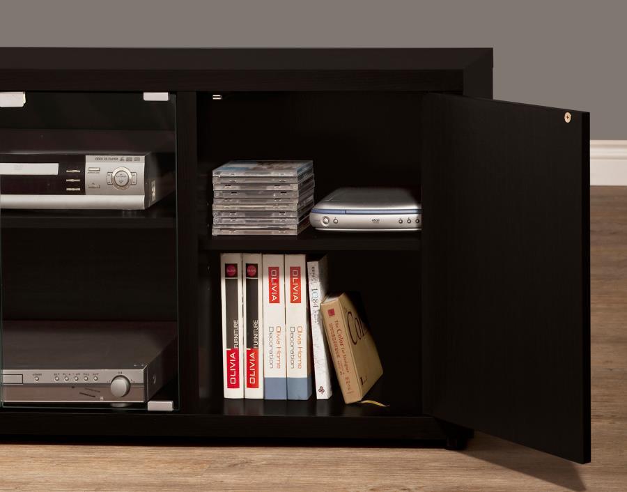 Ames - Rectangular TV Console With Magnetic-Push Doors - Cappuccino