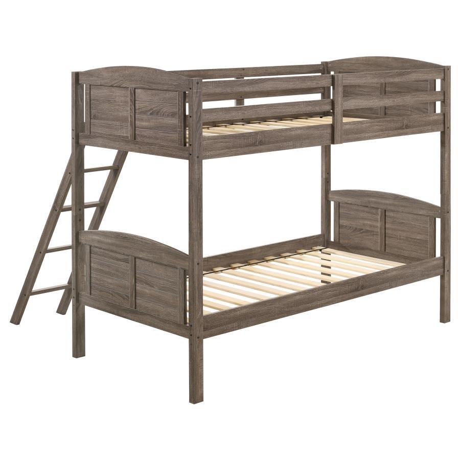 Flynn - Twin Over Twin Bunk Bed - Weathered Brown