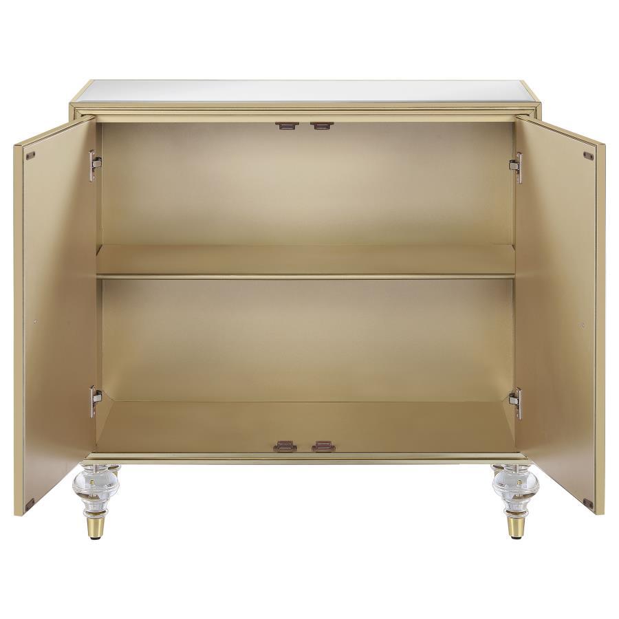 Astilbe - 2-Door Accent Cabinet - Mirror and Champagne