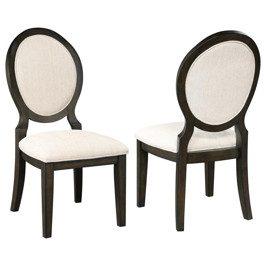 Twyla - Upholstered Oval Back Dining Side Chairs (Set of 2) - Cream and Dark Cocoa
