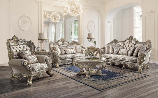 Danae - Sofa - Fabric, Champagne & Gold Finish