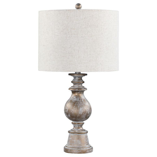 Brie - Drum Shade Table Lamp - Oatmeal and Antique Gold