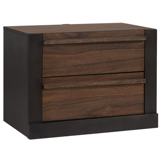 Azalia - 2-Drawer Nightstand - Black and Walnut