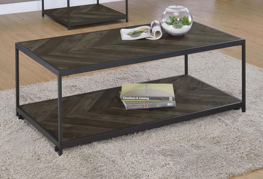 Beckley - Chevron Coffee Table - Rustic Grey Herringbone