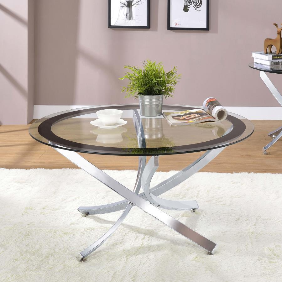 Brooke - Glass Top Coffee Table - Chrome and Black