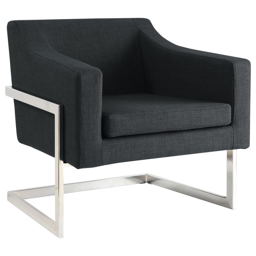 Chris - Upholstered Accent Chair - Chrome and Grey