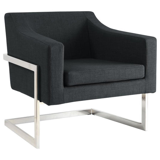 Chris - Upholstered Accent Chair - Chrome and Grey