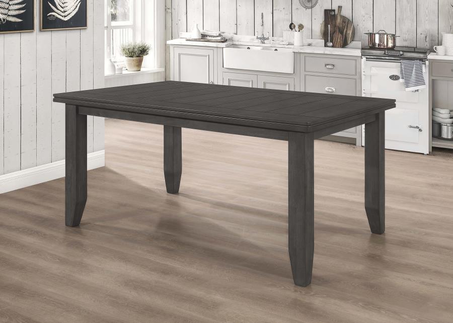 Dalila - Rectangular Plank Top Dining Table - Dark Grey