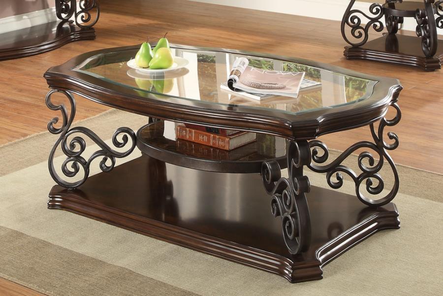 Laney - Coffee Table - Deep Merlot and Clear