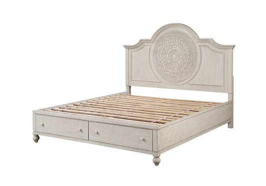 Roselyne - Queen Bed - Antique White Finish