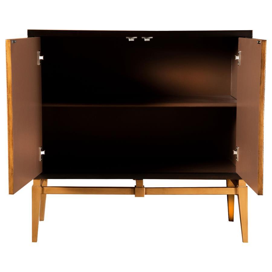 Zira - Sunburst 2-Door Accent Cabinet - Brown and Antique Gold