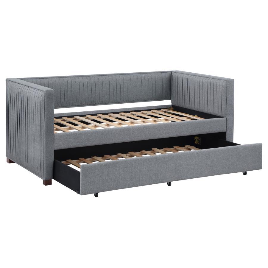 Brodie - Upholstered Twin Daybed With Trundle - Grey