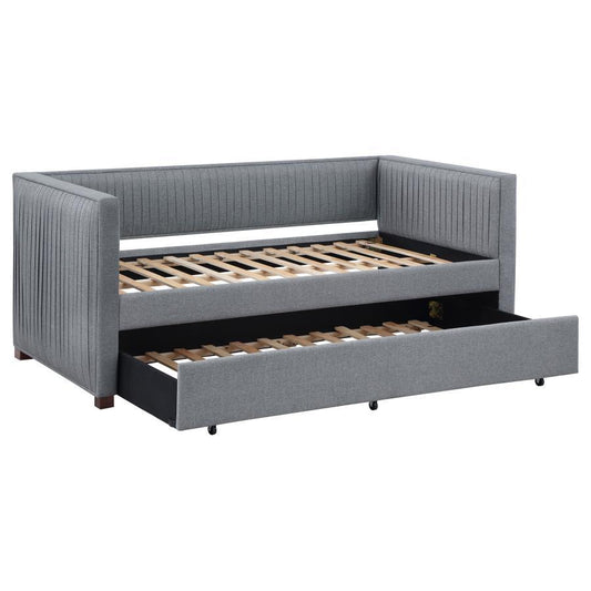 Brodie - Upholstered Twin Daybed With Trundle - Grey
