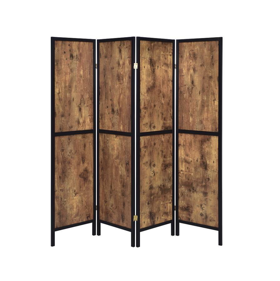 Deepika - 4-Panel Folding Screen - Antique Nutmeg and Black