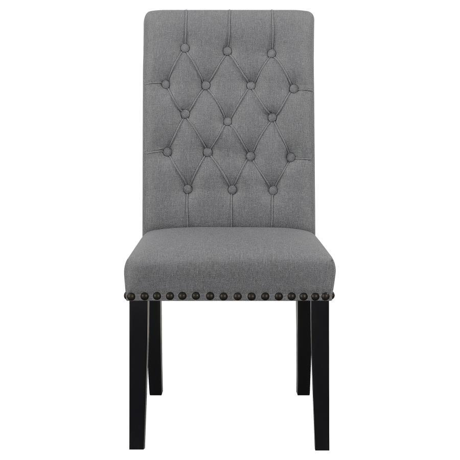 Alana - Upholstered Tufted Side Chairs With Nailhead Trim (Set of 2) - Grey / Rustic Espresso
