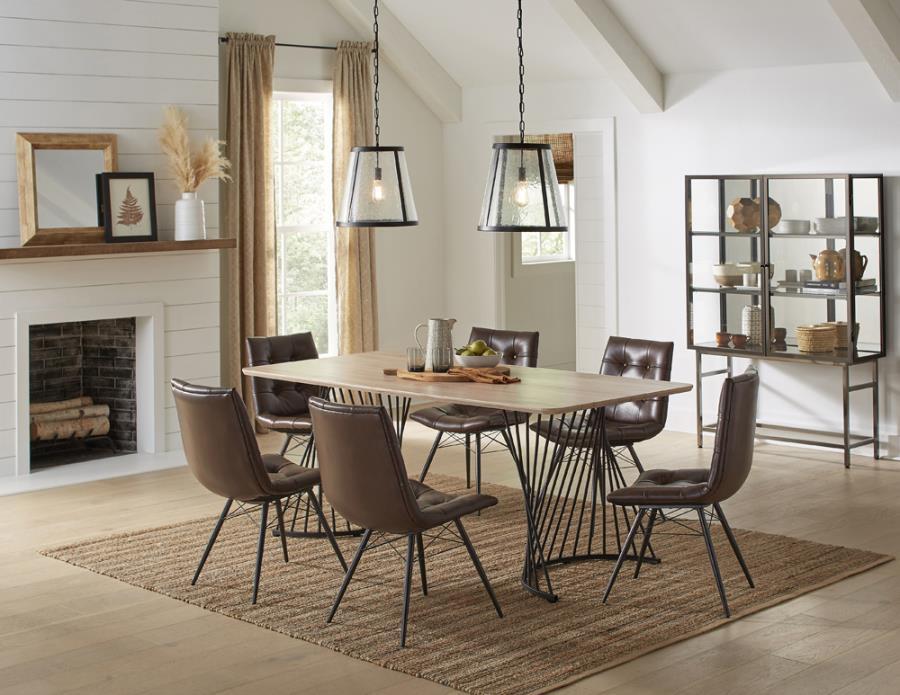 Altus - Swirl Base Dining Table - Natural Oak and Gunmetal