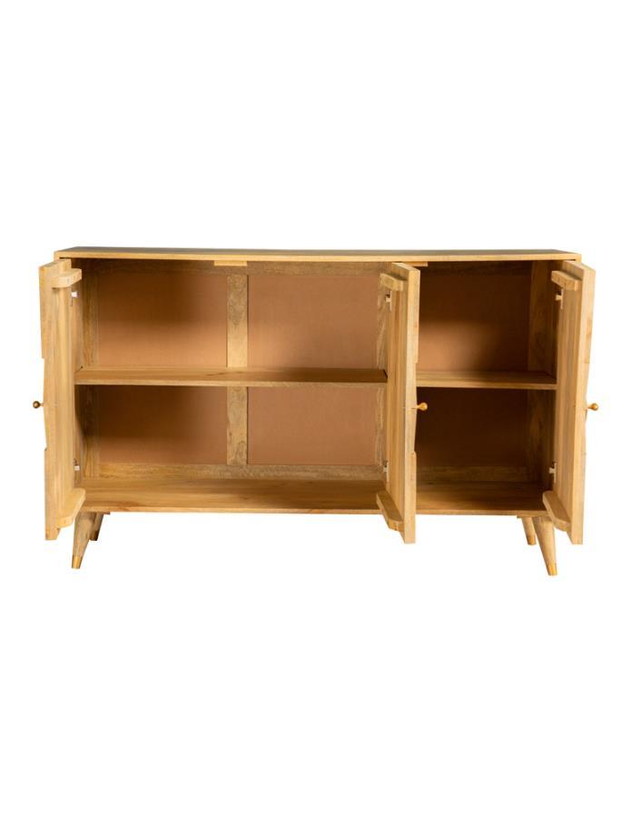 Alyssum - Checkered Pattern 3-Door Accent Cabinet - Natural