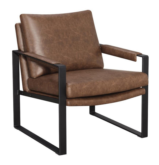 Rosalind - Upholstered Accent Chair With Removable Cushion - Umber Brown and Gunmetal